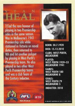 2012 Select AFL Eternity - Hall of Fame Series 4 #HF210 Stan Heal Back